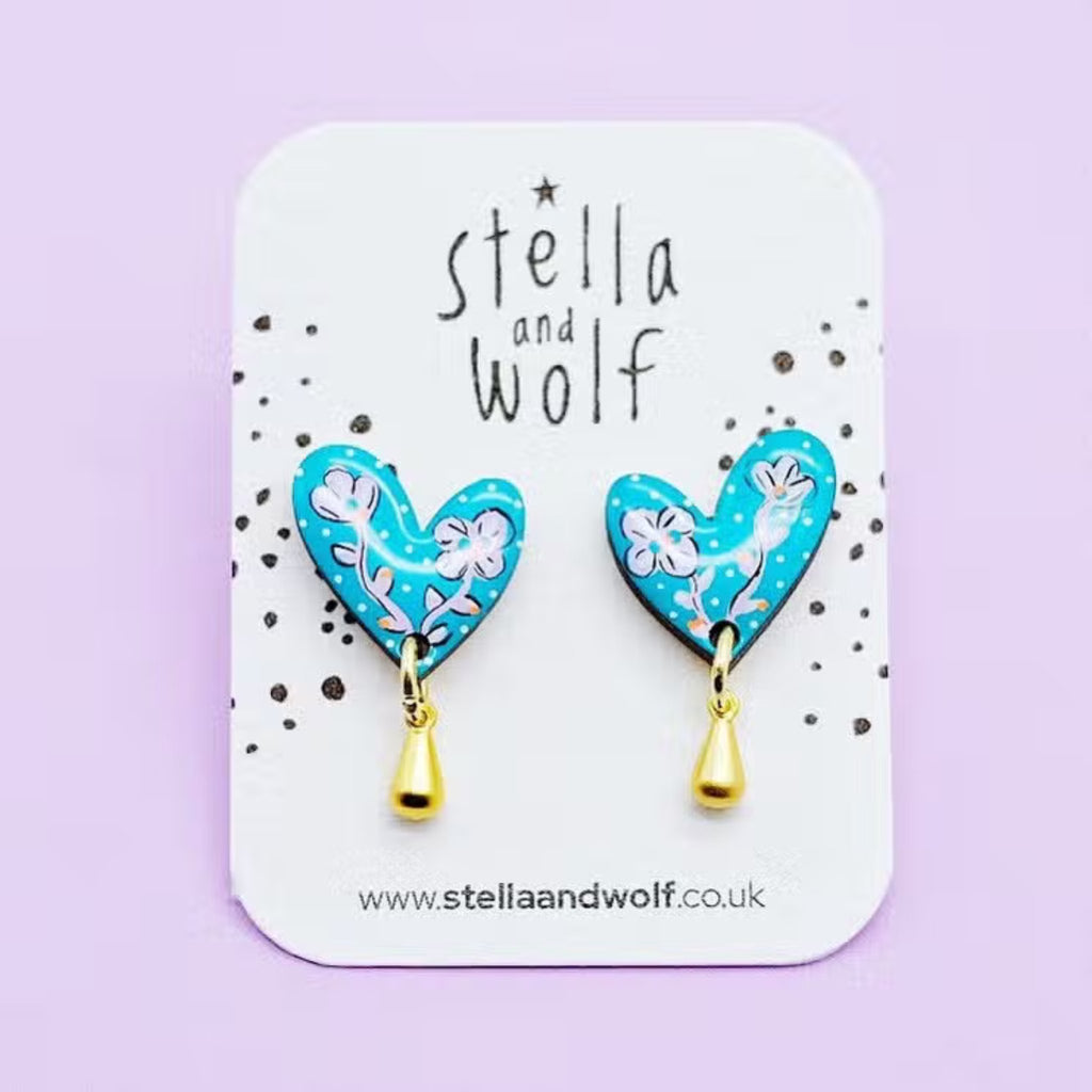 Floral Heart Earrings With Botanical Illustration - The Little Jewellery Company