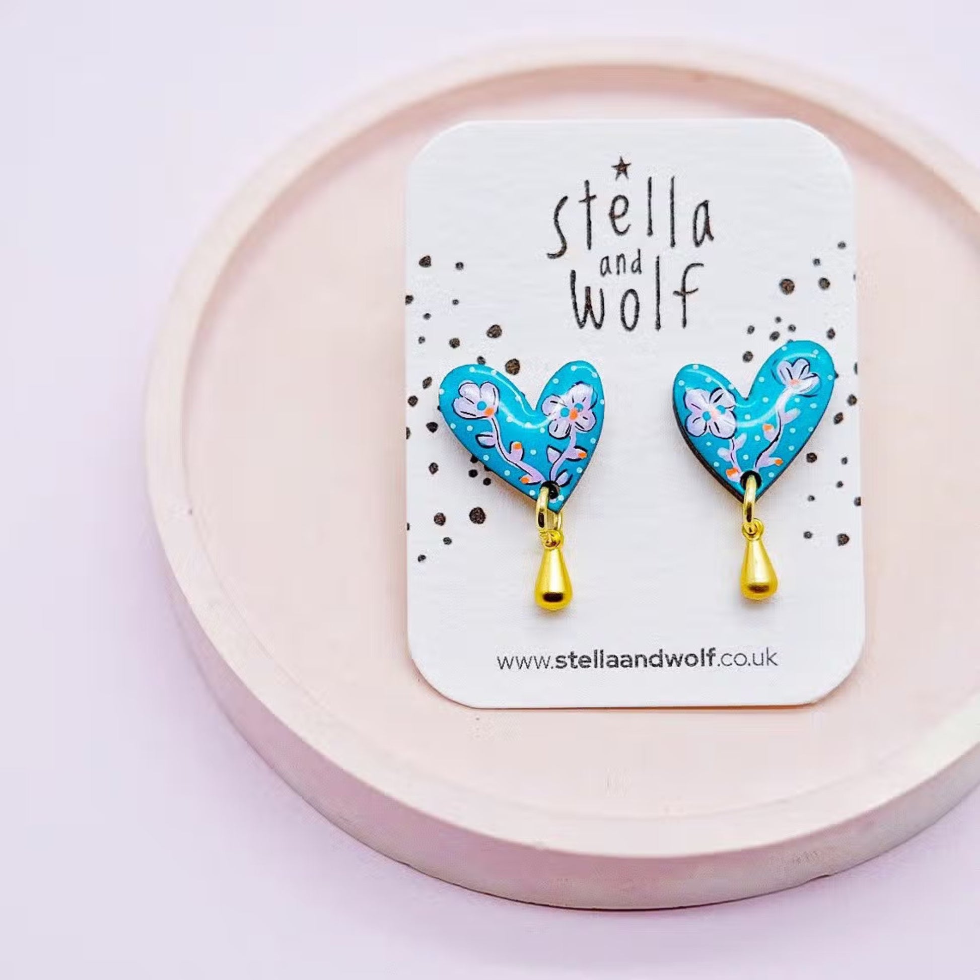 Floral Heart Earrings With Botanical Illustration - The Little Jewellery Company