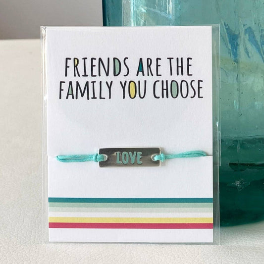 ‘Friends are the family’ Sentiment String Charm Bracelet - The Little Jewellery Company
