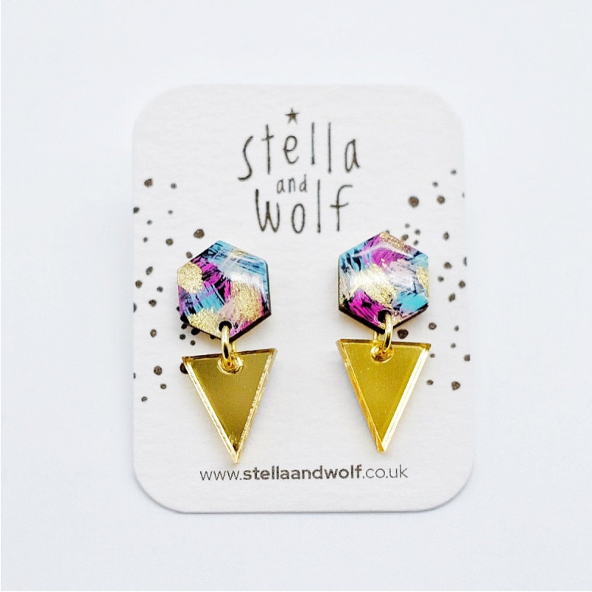 Geometric Galaxy Drop Earrings - The Little Jewellery Company