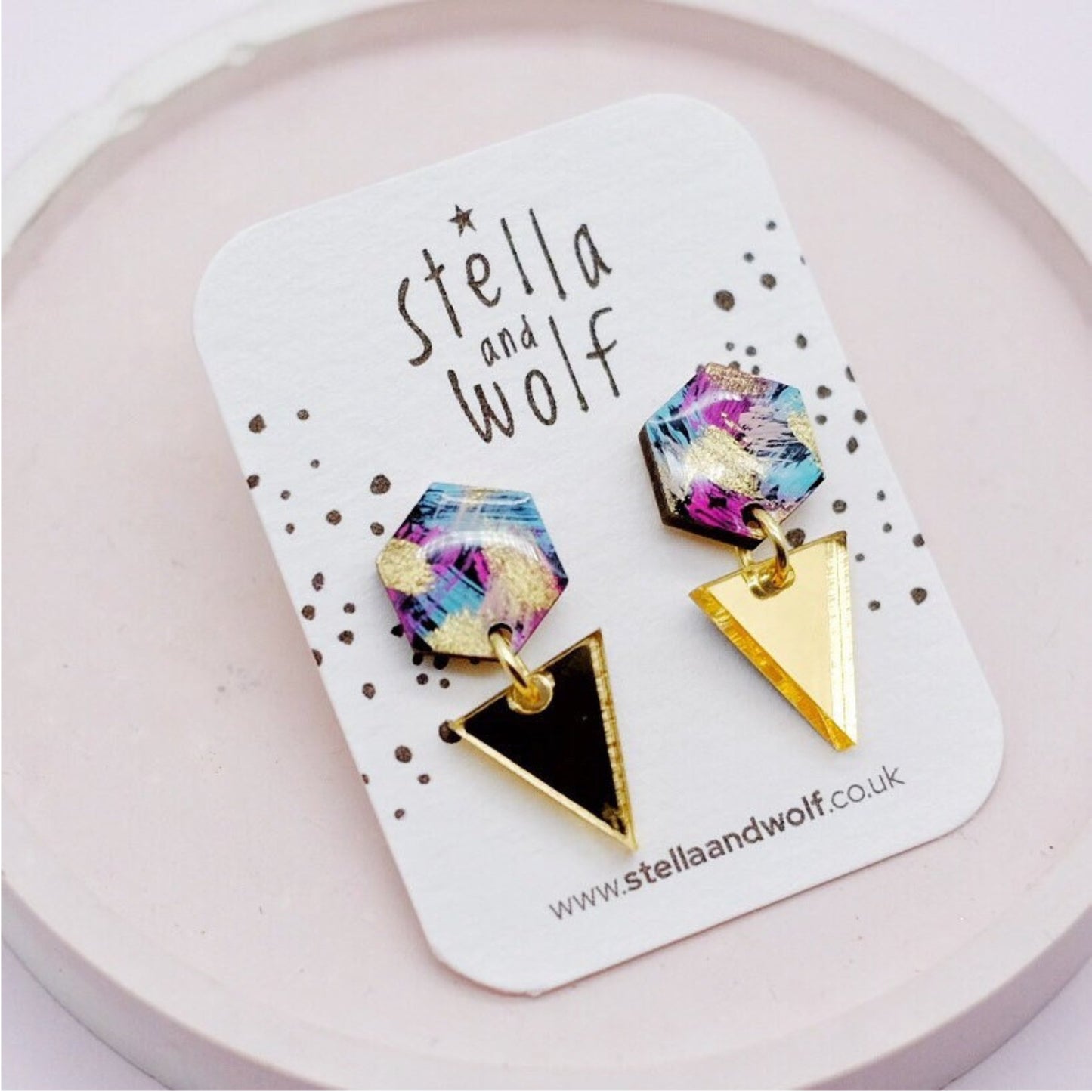 Geometric Galaxy Drop Earrings - The Little Jewellery Company