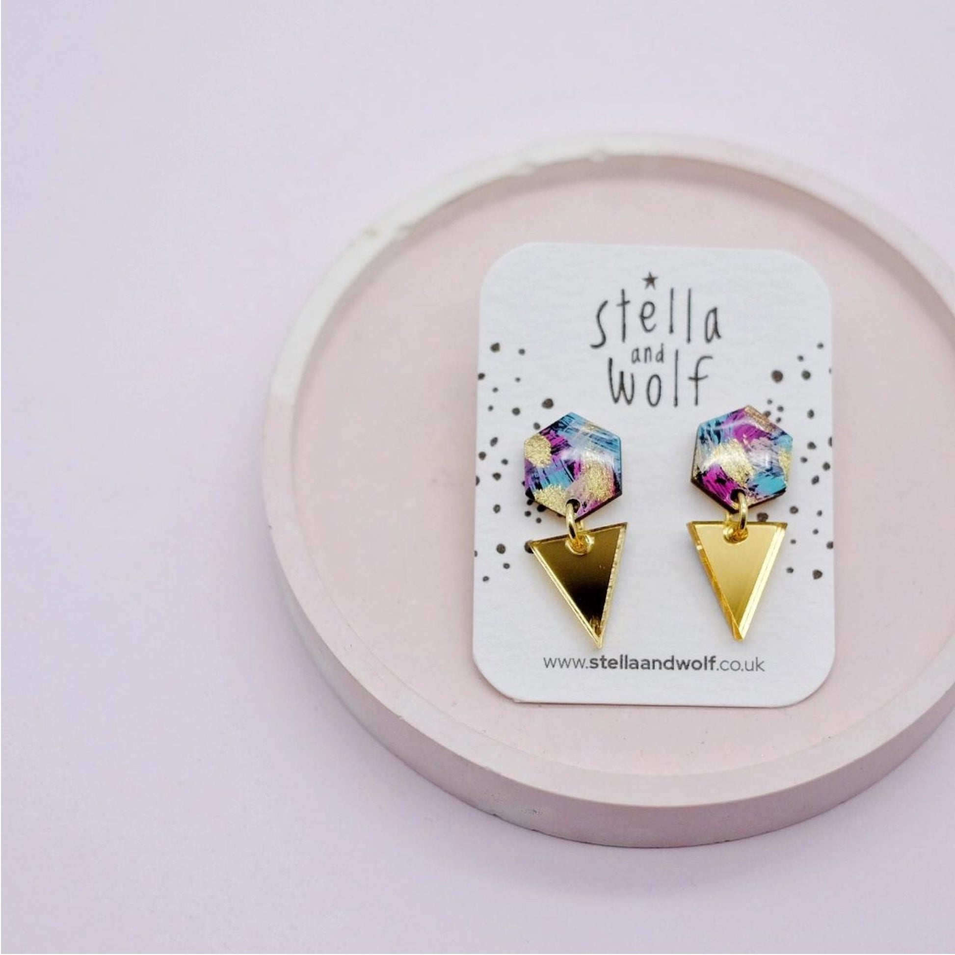 Geometric Galaxy Drop Earrings - The Little Jewellery Company