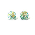 Glass and Gold Midi Mottled Stud Earrings - Seagrass - The Little Jewellery Company