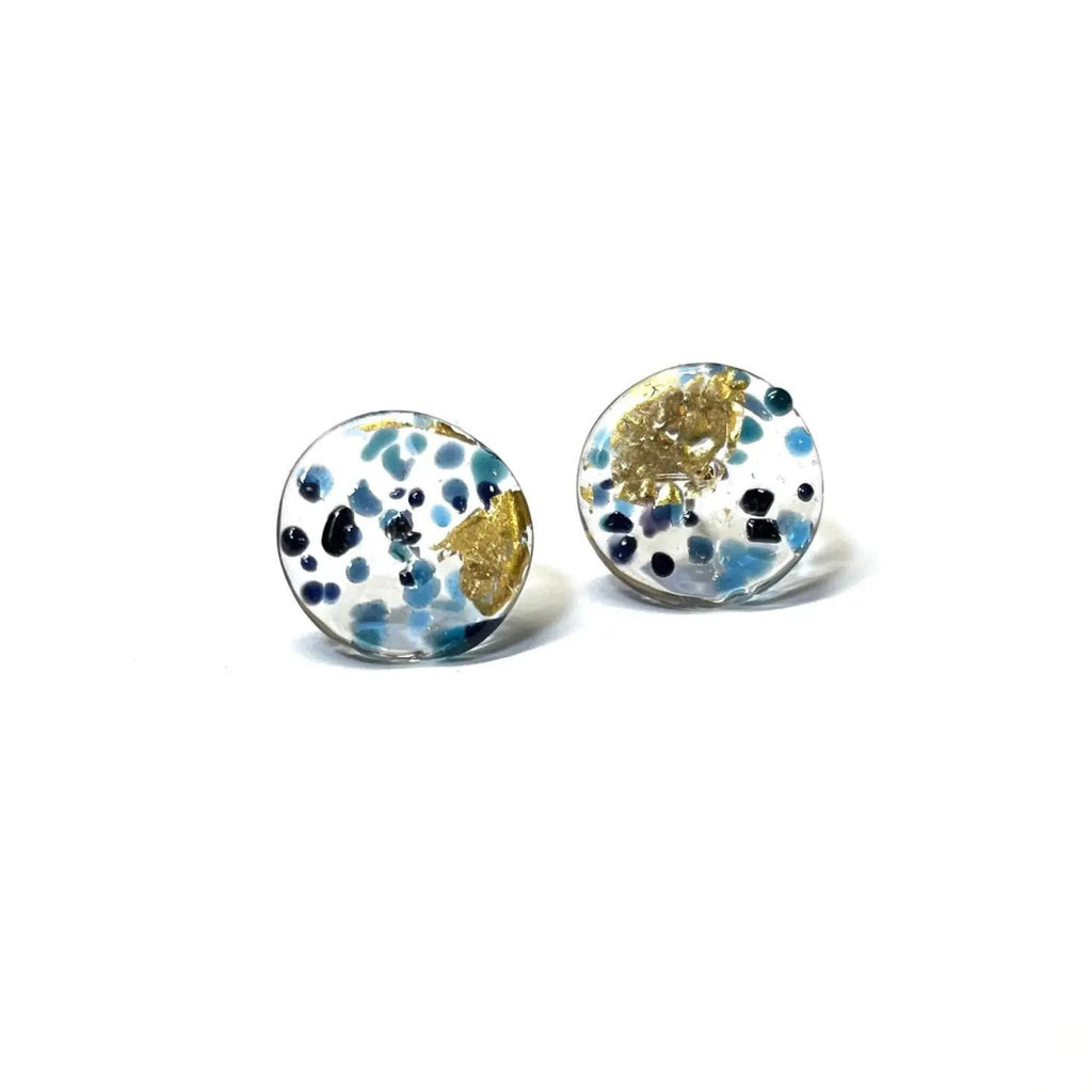Glass and Gold Midi Stud Earrings - Tempest - The Little Jewellery Company