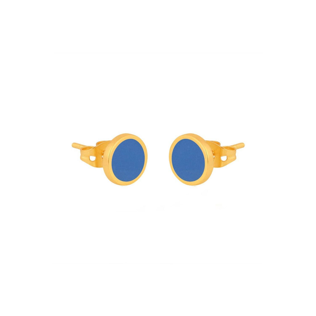 Gold and Blue Enamel Studs - The Little Jewellery Company
