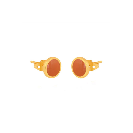 Gold and Orange Enamel Studs - The Little Jewellery Company