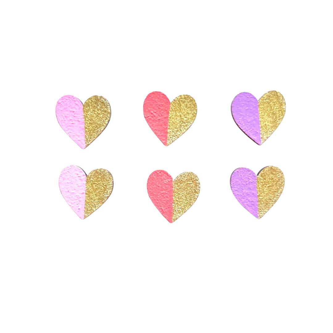 Gold Edge Hearts Earring Set - Pinks - The Little Jewellery Company