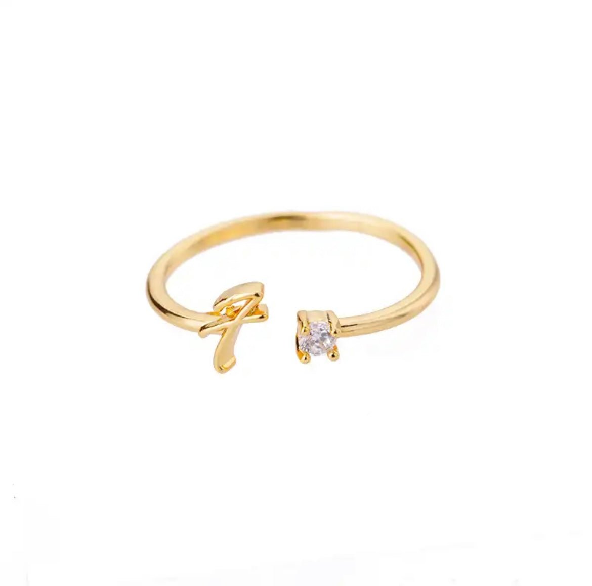 Gold Initial Ring - F - The Little Jewellery Company