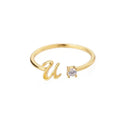 Gold Initial Ring - U - The Little Jewellery Company