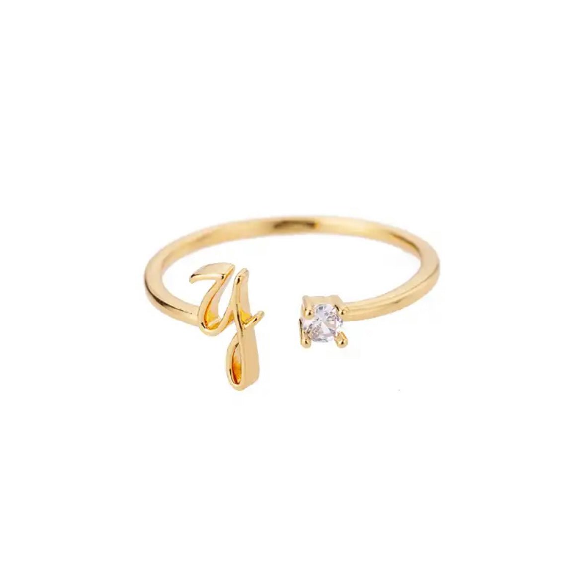 Gold Initial Ring - Y - The Little Jewellery Company