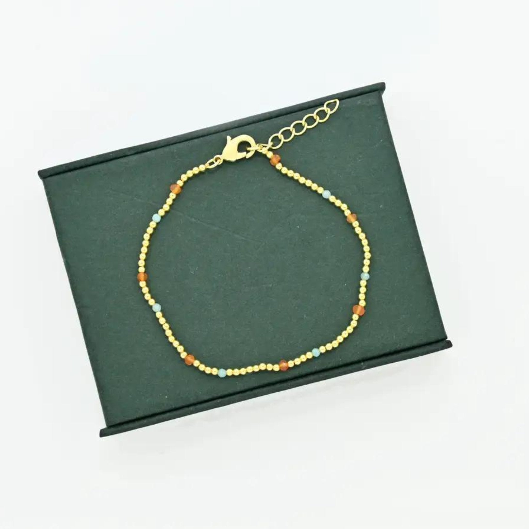 Gold Plated Carnelian & Amazonite Bracelet - The Little Jewellery Company