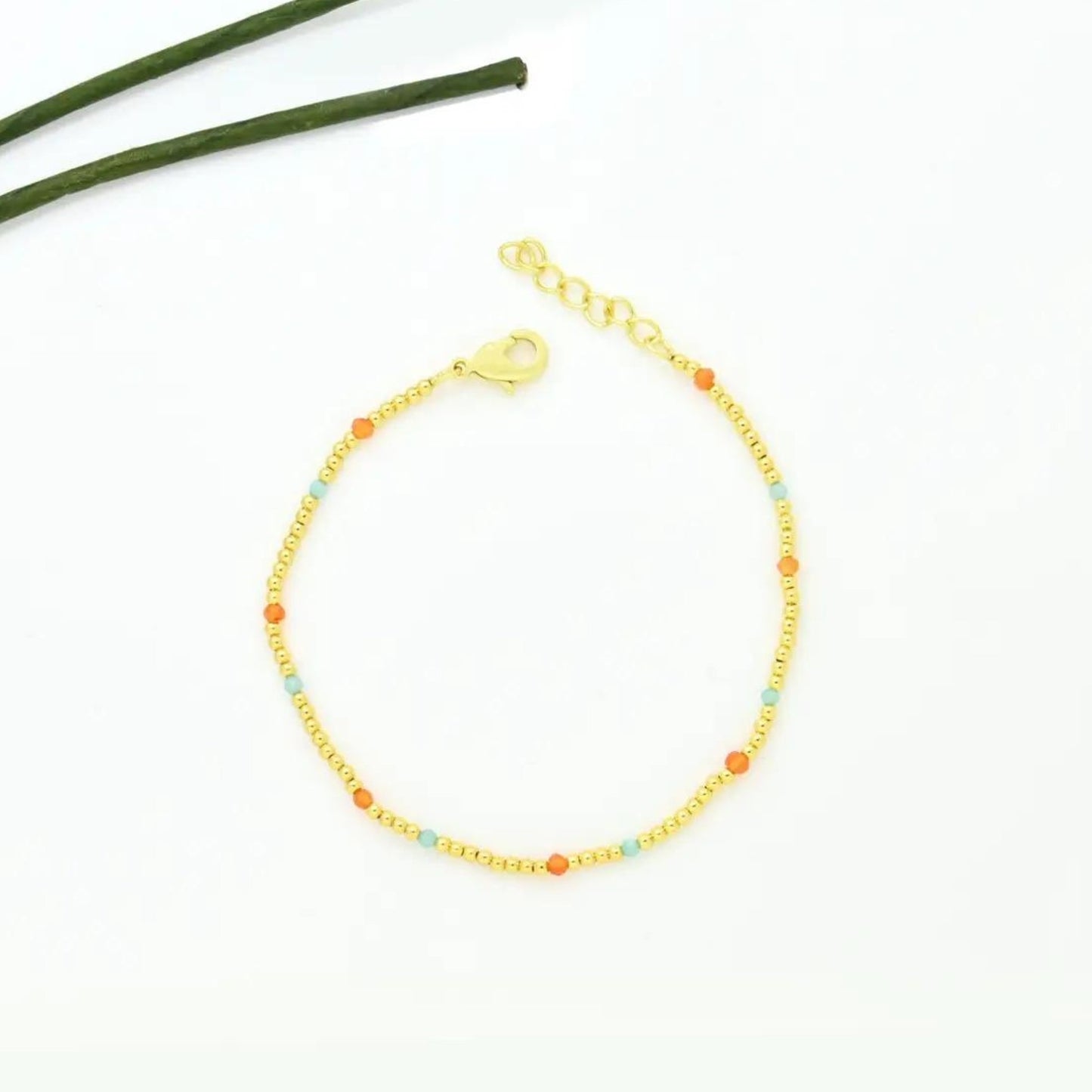 Gold Plated Carnelian & Amazonite Bracelet - The Little Jewellery Company