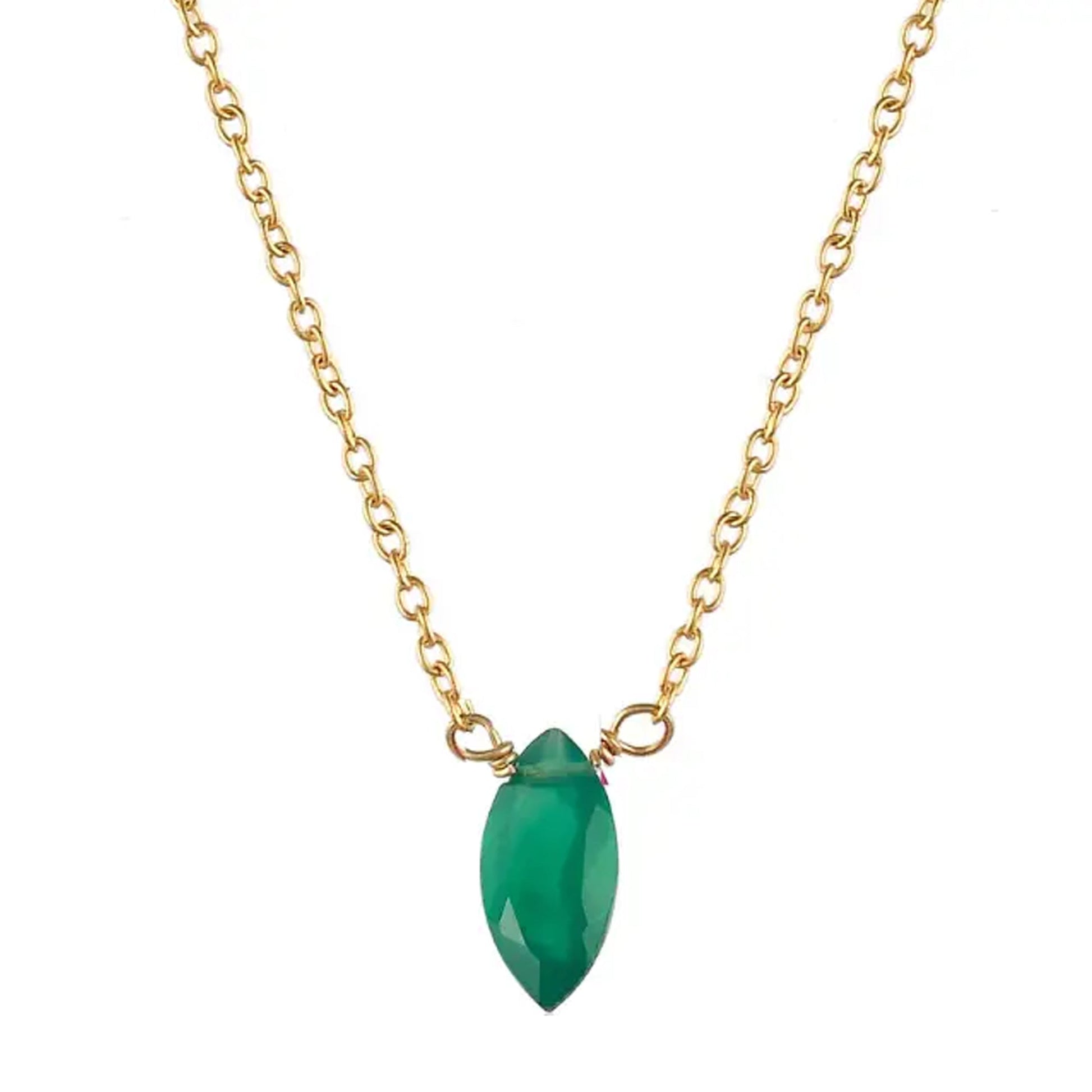Green Onyx Marquise Necklace - The Little Jewellery Company
