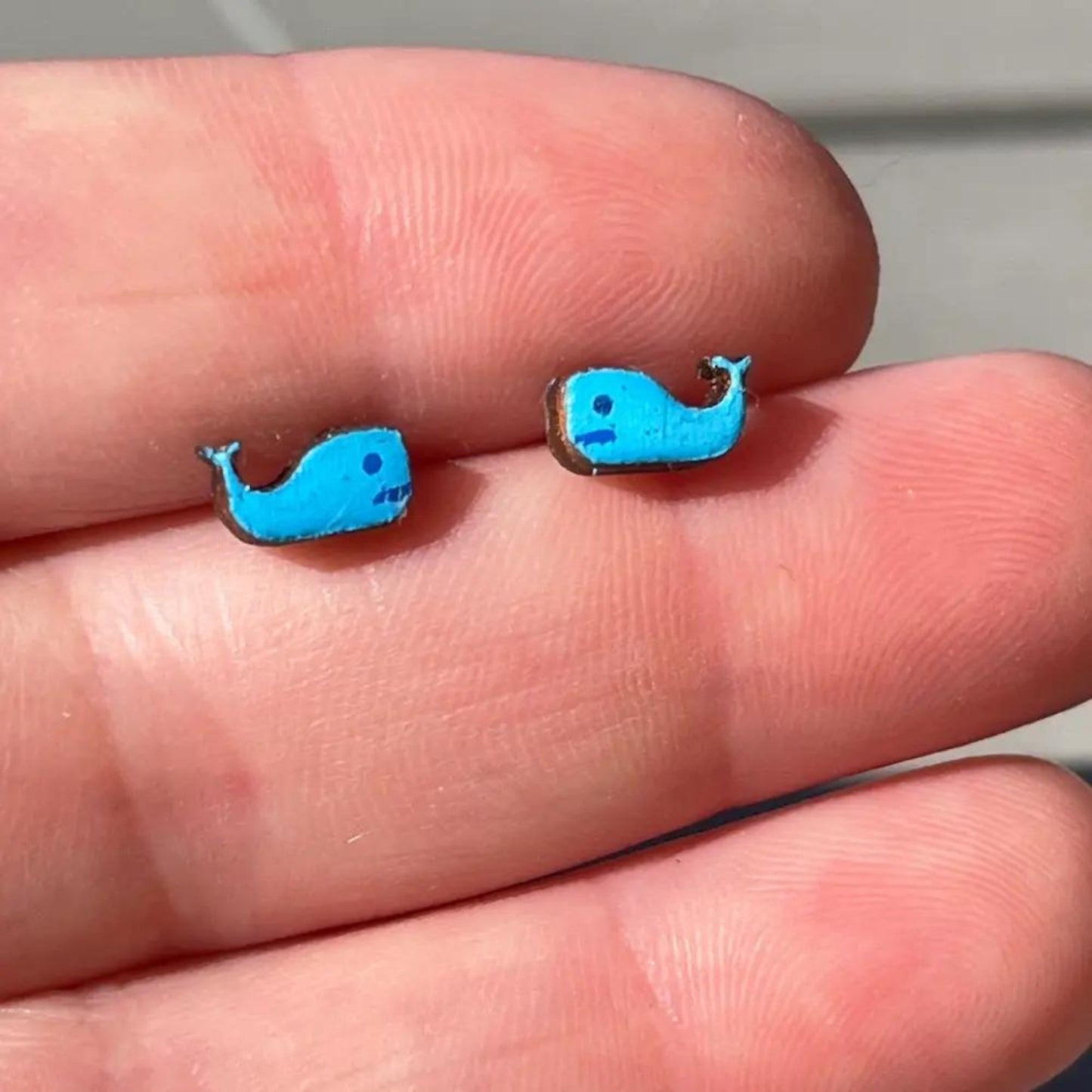 Hand-Painted Wooden Whale Earrings - The Little Jewellery Company