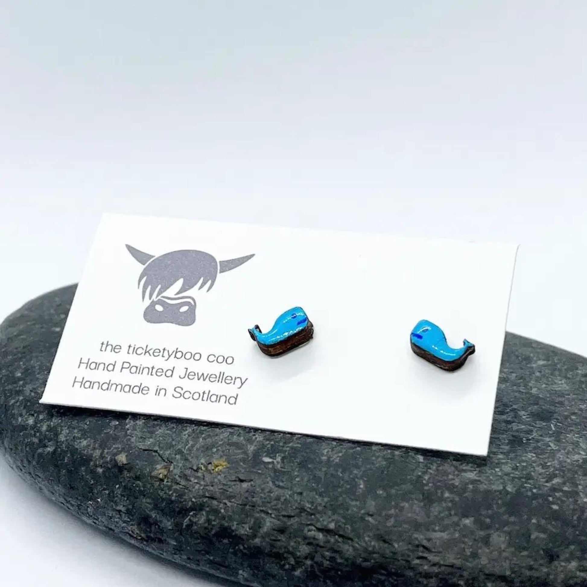 Hand-Painted Wooden Whale Earrings - The Little Jewellery Company