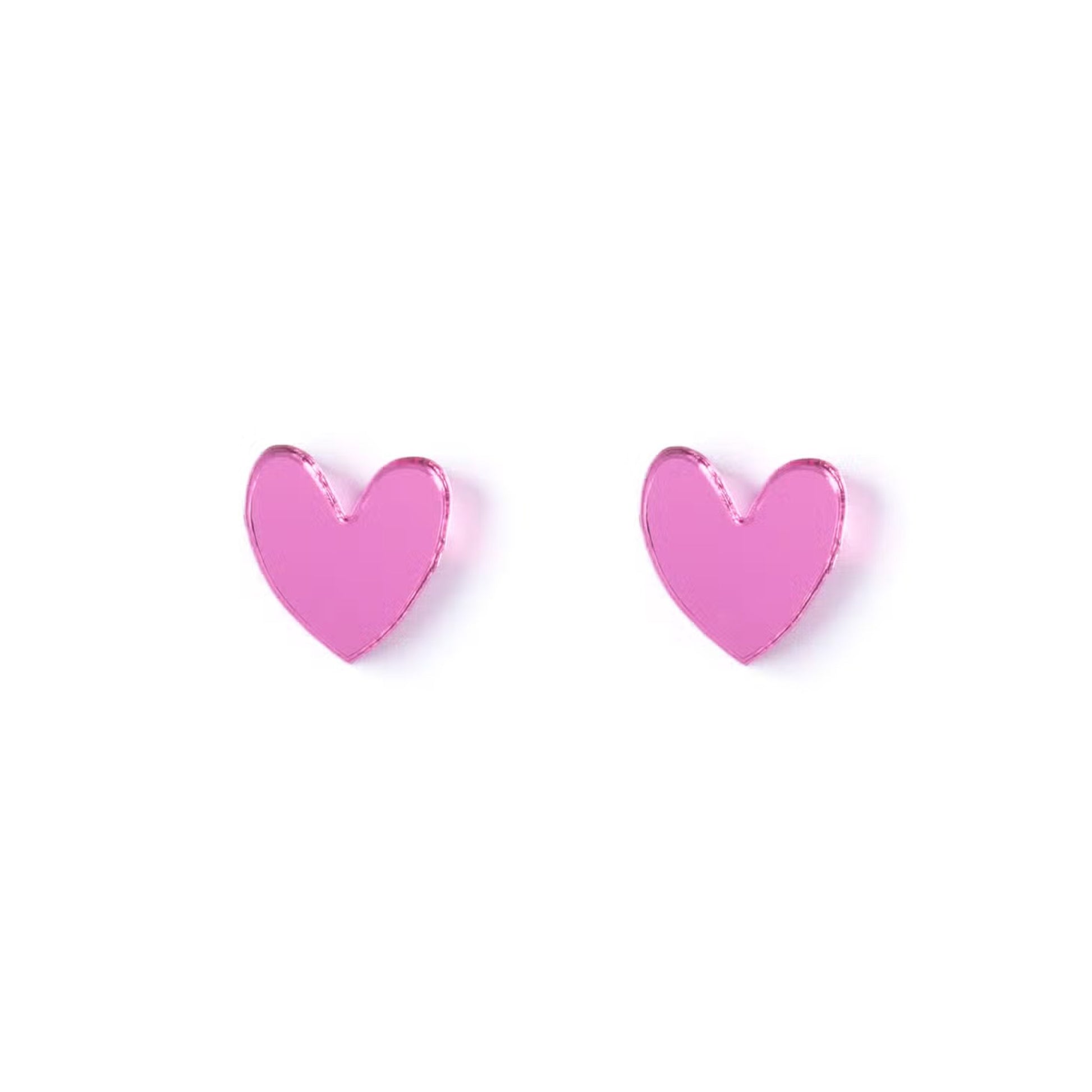 Heart Stud Earrings - Bubblegum - The Little Jewellery Company