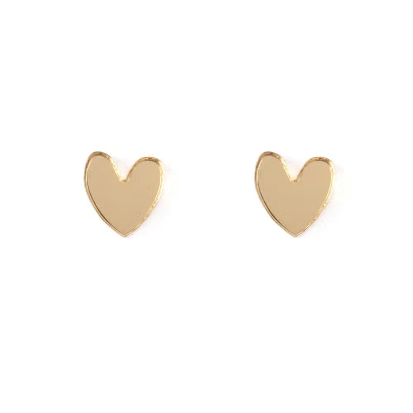 Heart Stud Earrings - Gold Mirror - The Little Jewellery Company