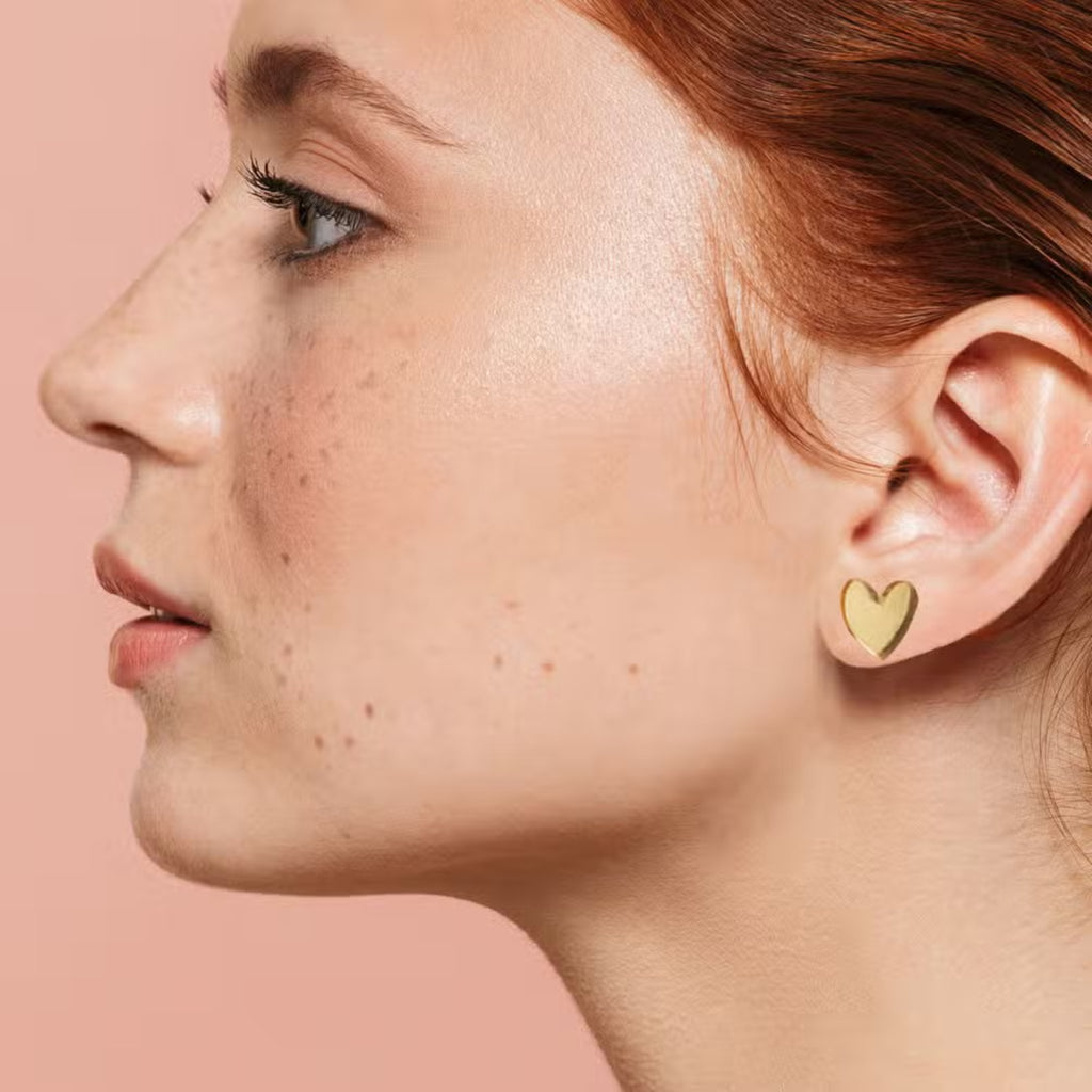 Heart Stud Earrings - Gold Mirror - The Little Jewellery Company