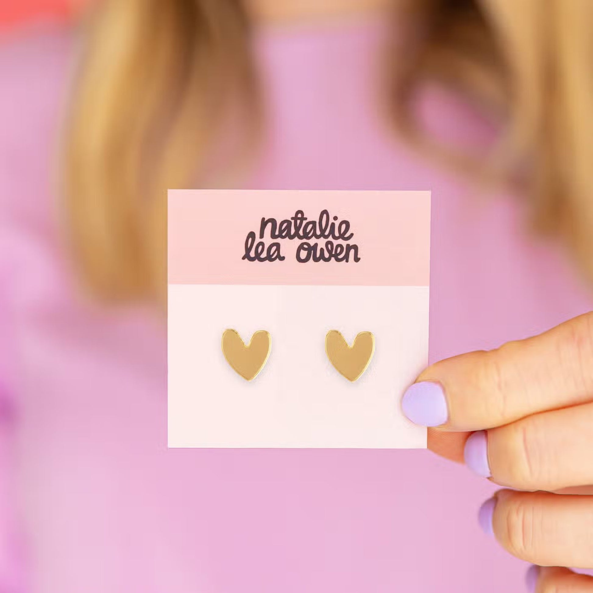 Heart Stud Earrings - Gold Mirror - The Little Jewellery Company