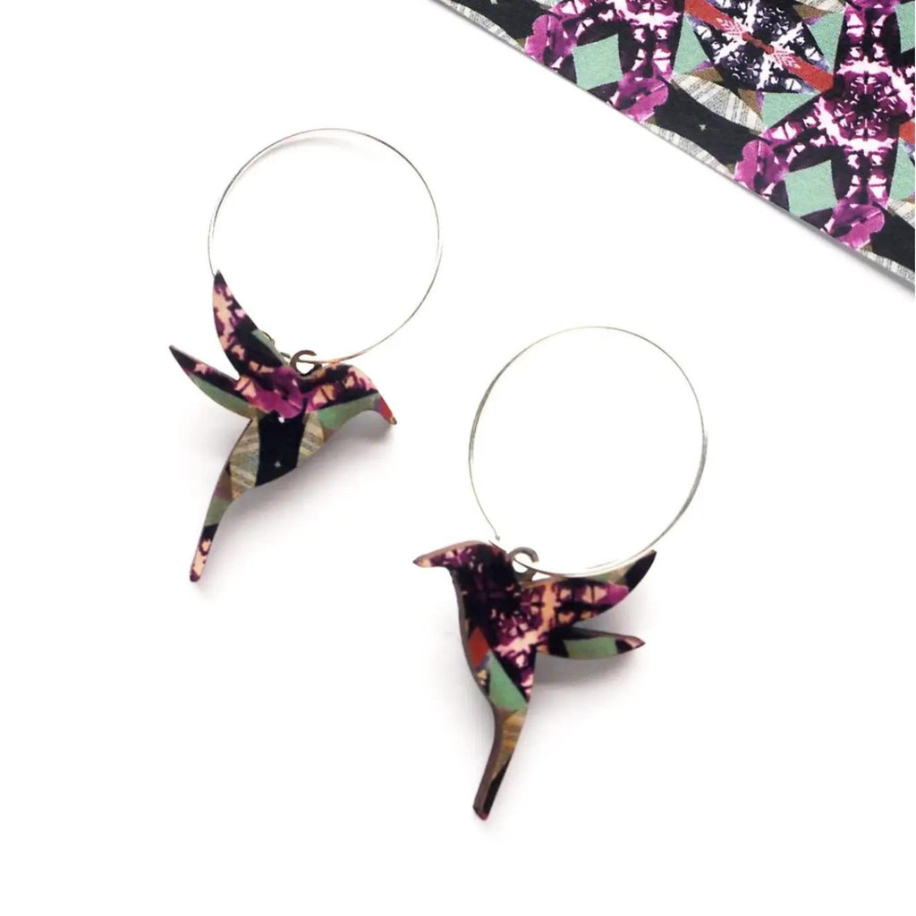 Hummingbird Hoop Earrings - The Little Jewellery Company