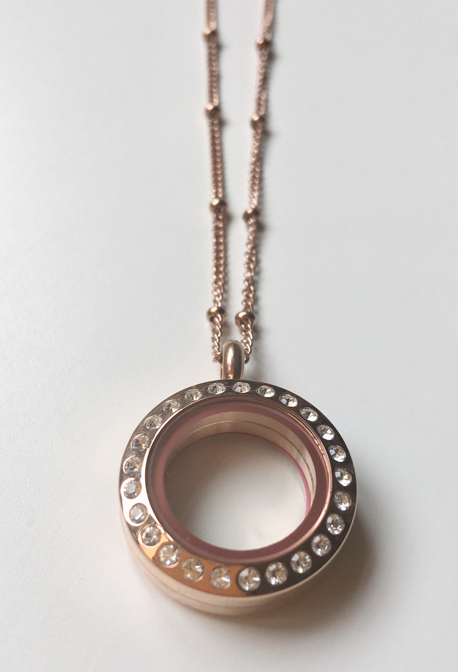 Memory Locket Rose Gold Crystal - Small