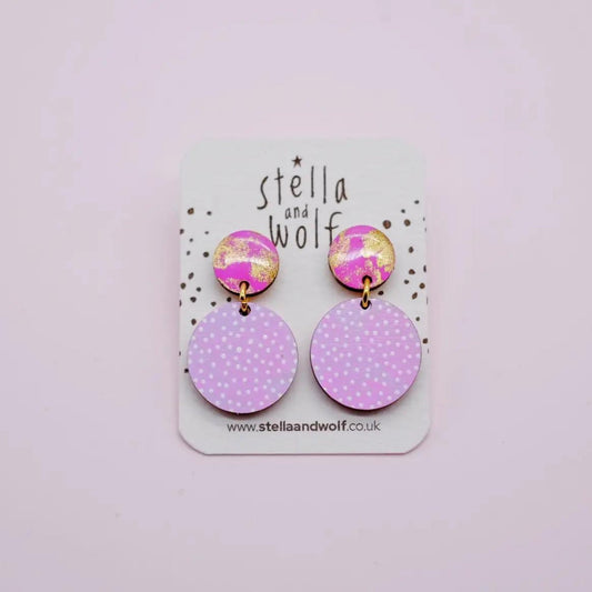 Lilac Polka Dot Drop Earrings - The Little Jewellery Company