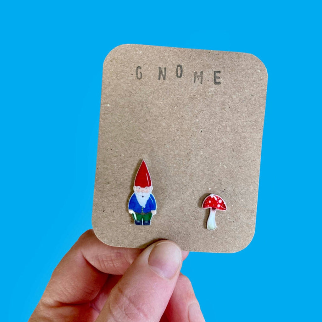 Little Gnome and Toadstool Studs - The Little Jewellery Company