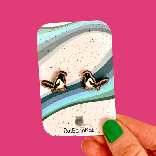 Little Magpie Wooden Studs - The Little Jewellery Company