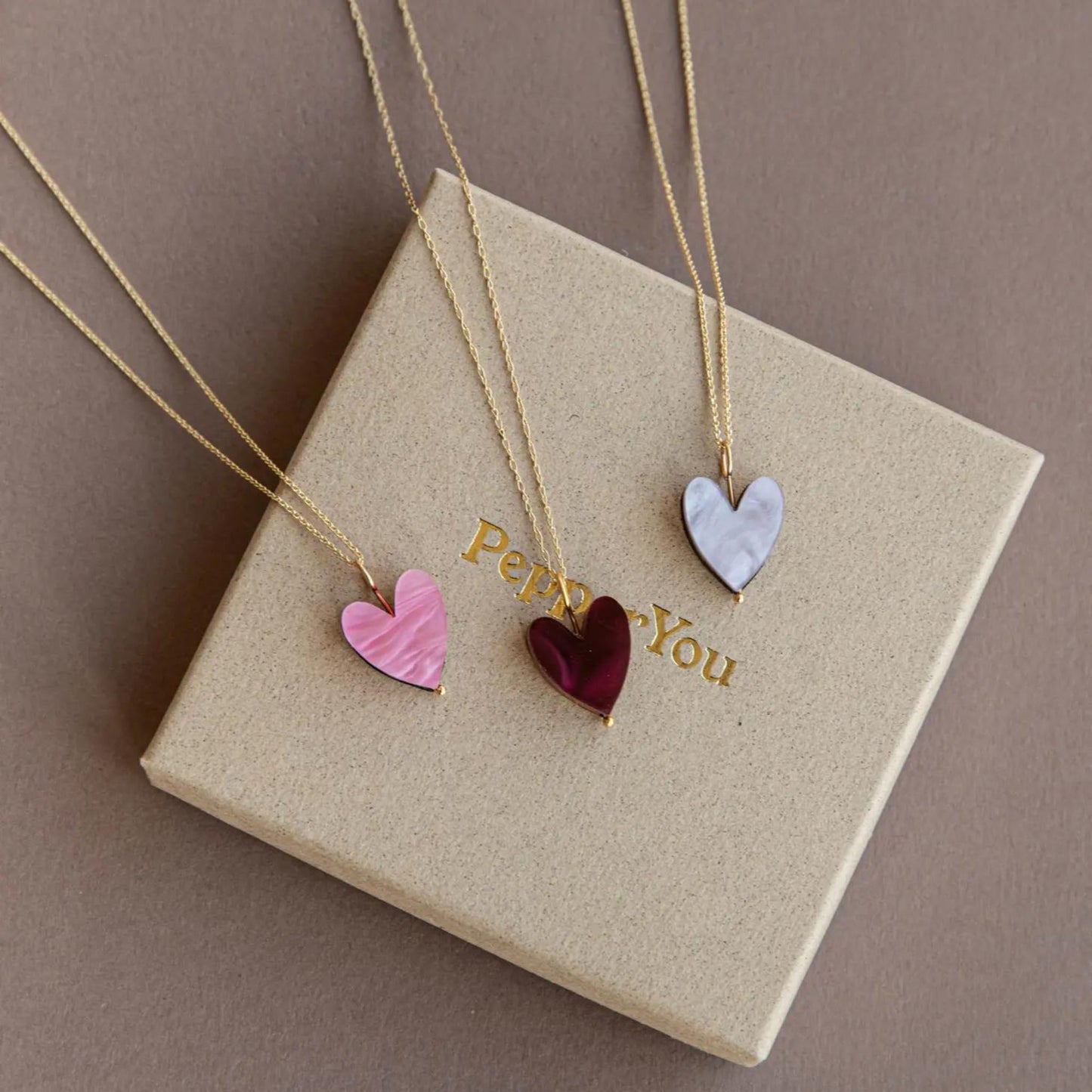 Love Grows Gold Necklace: Merlot Red Marble - The Little Jewellery Company