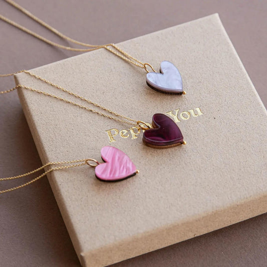 Love Grows Gold Necklace: Pink Marble - The Little Jewellery Company