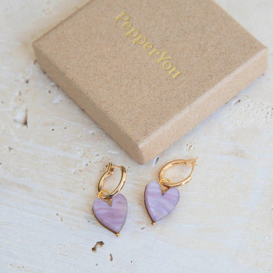 Love Grows Here Hoops: Lilac Marble - The Little Jewellery Company