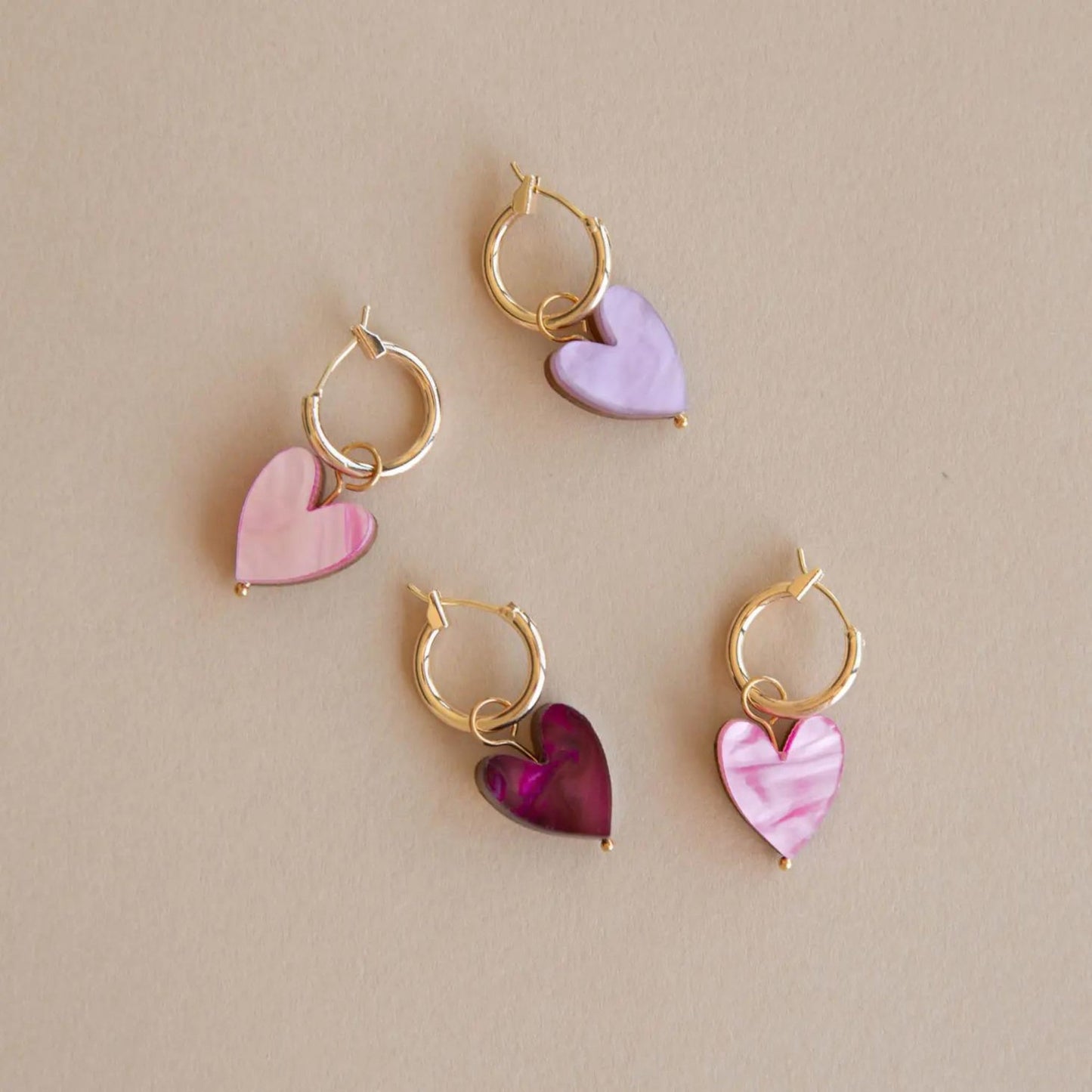 Love Grows Here Hoops: Pink Marble - The Little Jewellery Company