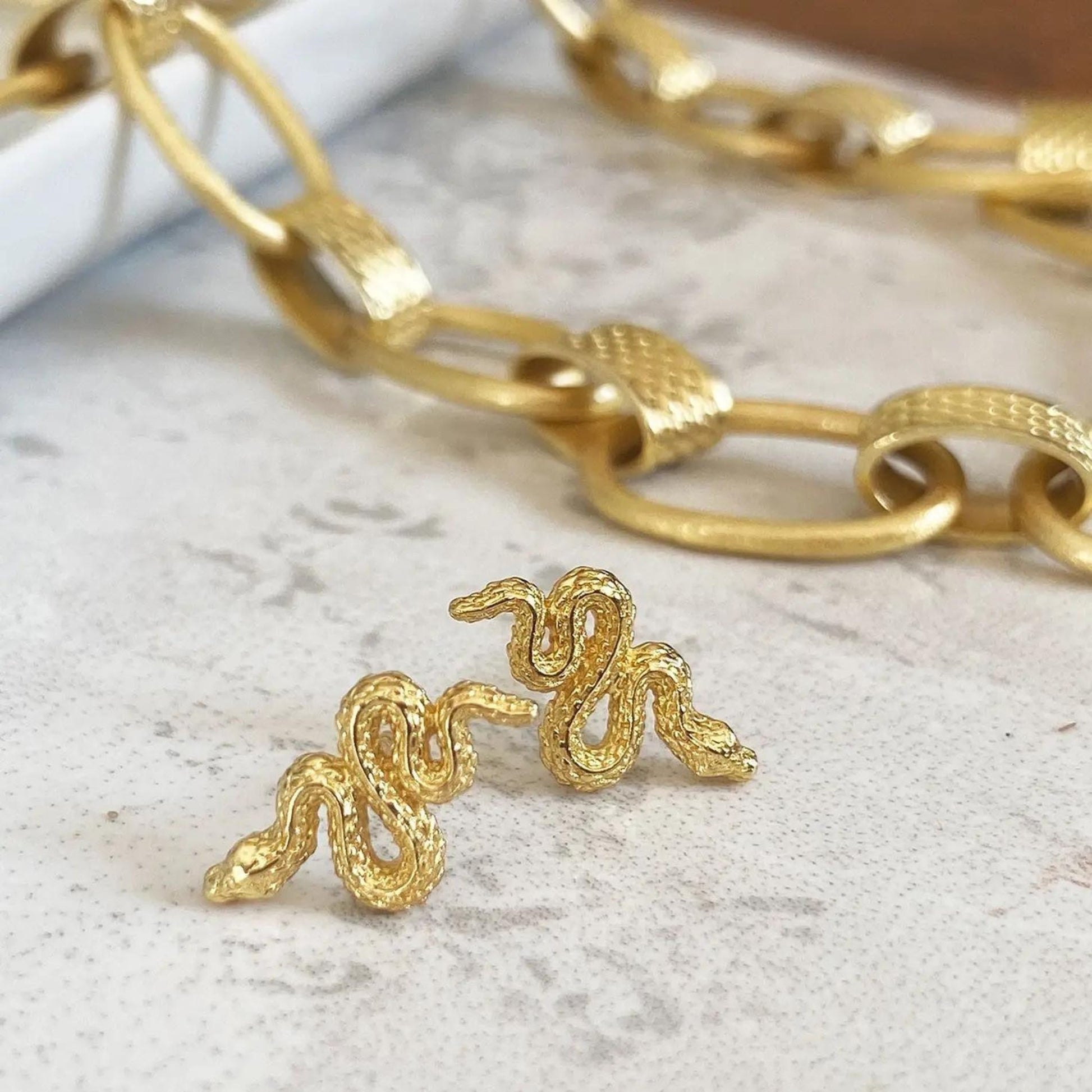 Medusa Mini Snake Stud Earrings - The Little Jewellery Company