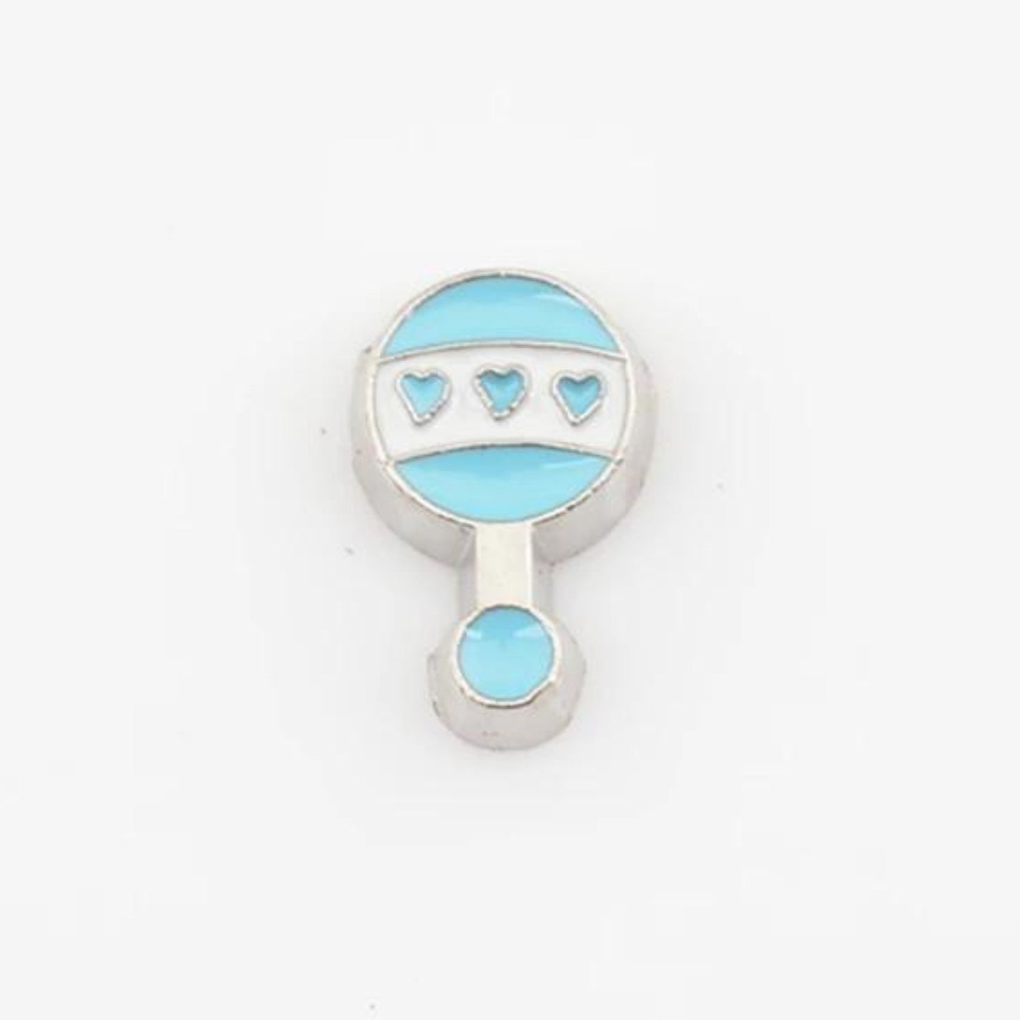 Memory Locket Charm - Baby’s Rattle (Blue) - The Little Jewellery Company