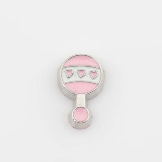 Memory Locket Charm - Baby’s Rattle (Pink) - The Little Jewellery Company