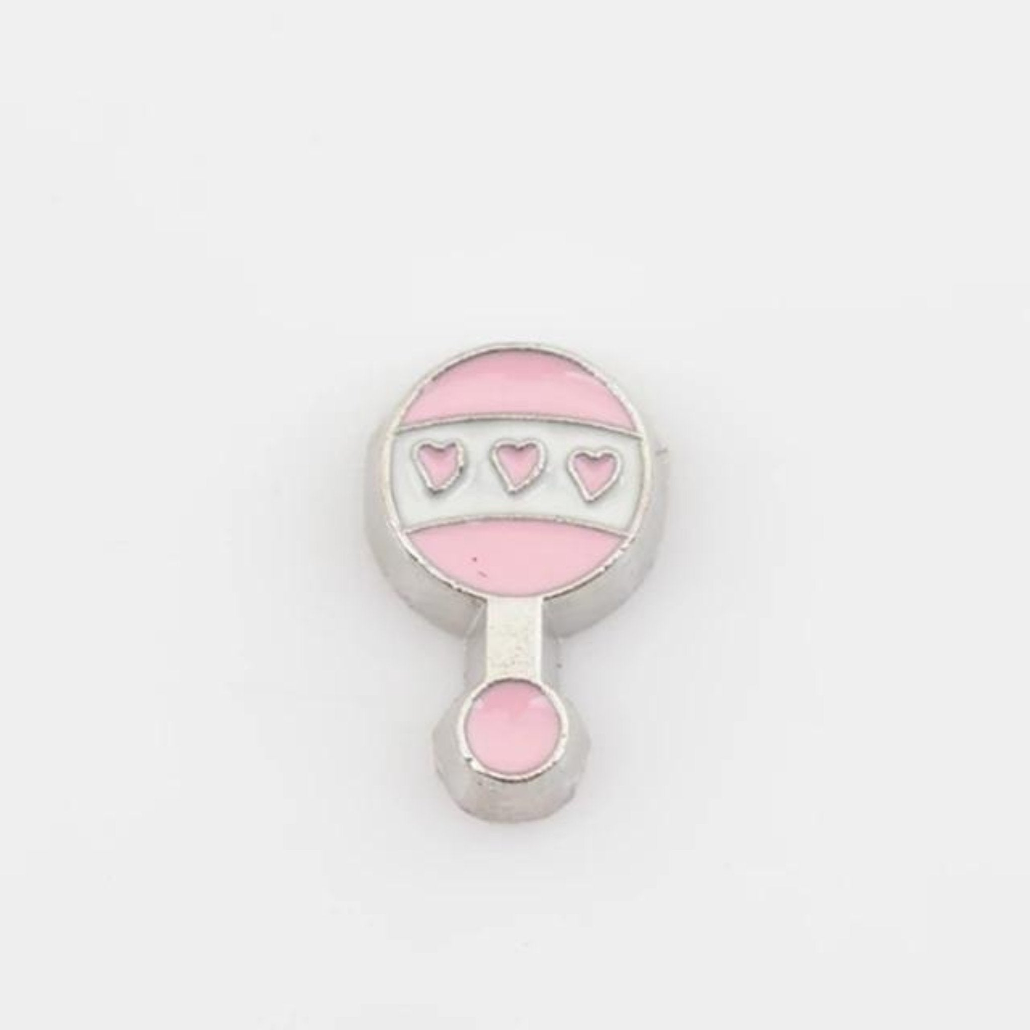 Memory Locket Charm - Baby’s Rattle (Pink)