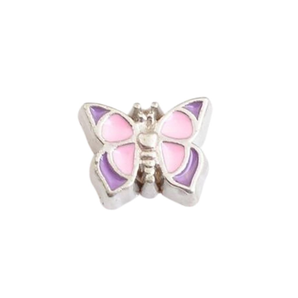 Memory Locket Charm - Butterly (pink & purple) - The Little Jewellery Company