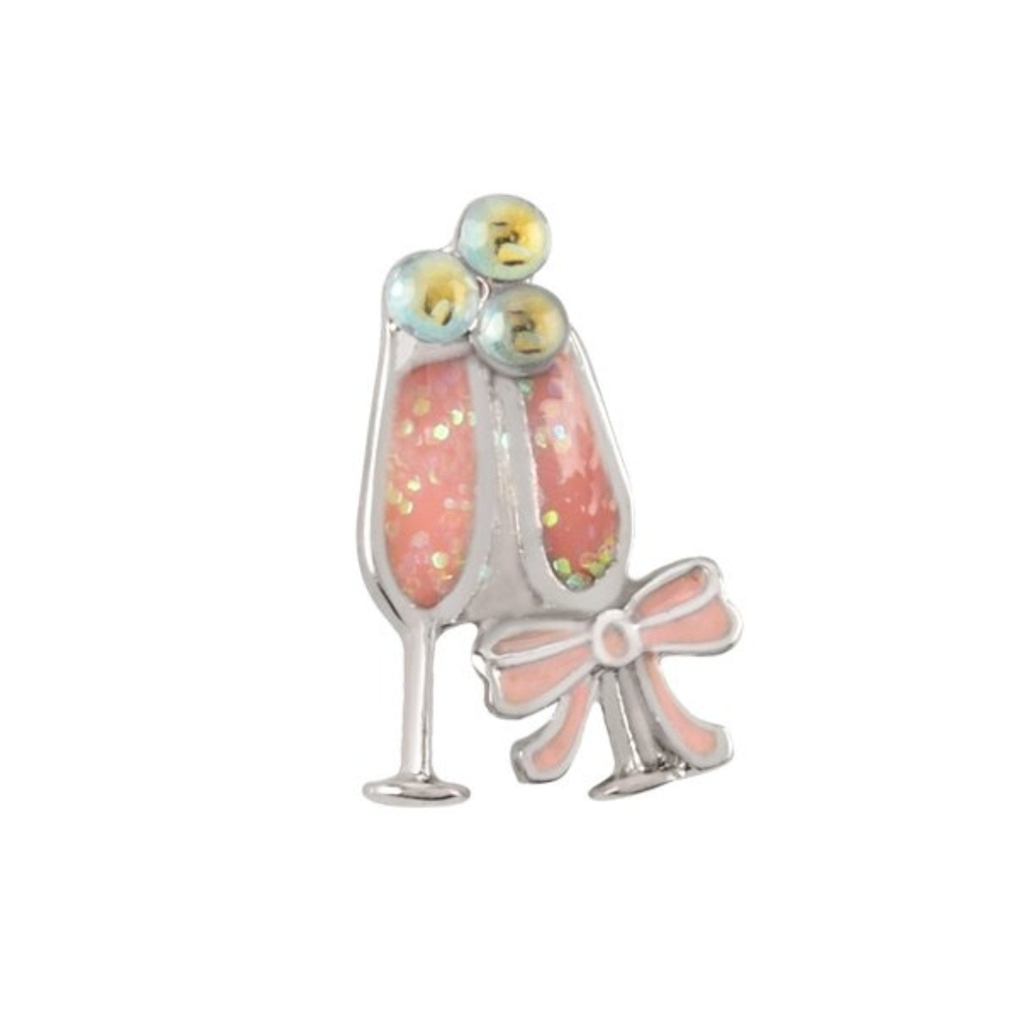 Memory Locket Charm - Champagne Glasses - The Little Jewellery Company