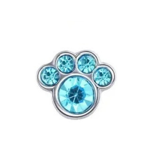 Memory Locket Charm - Crystal Paw (blue) - The Little Jewellery Company