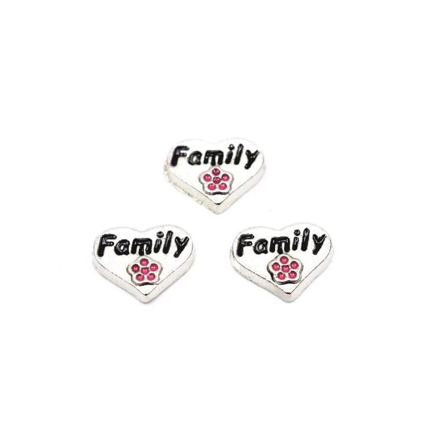 Memory Locket Charm - Family heart with flower - The Little Jewellery Company