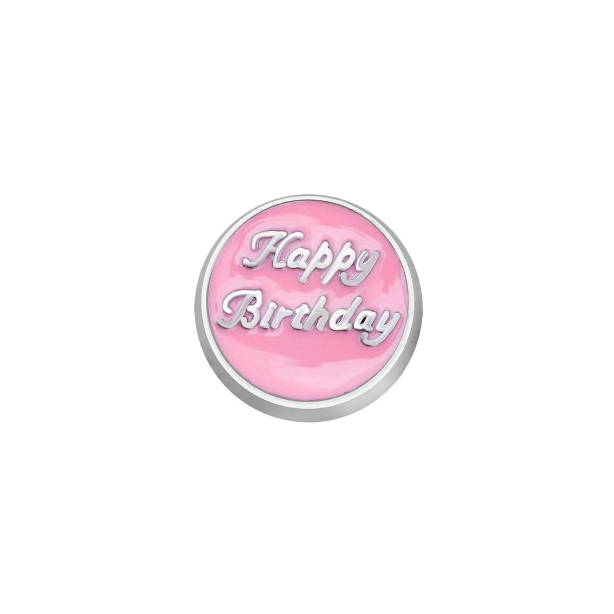 Memory Locket Charm - Happy Birthday Pink