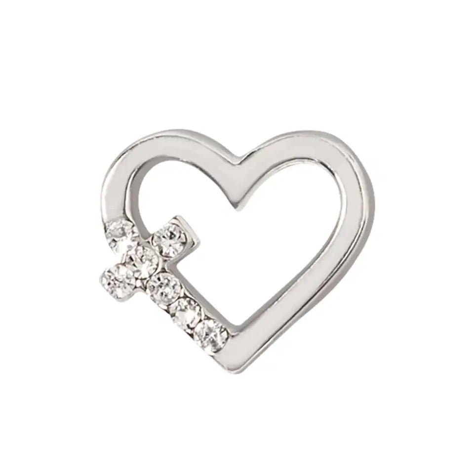 Memory Locket Charm - Heart with Cross - The Little Jewellery Company