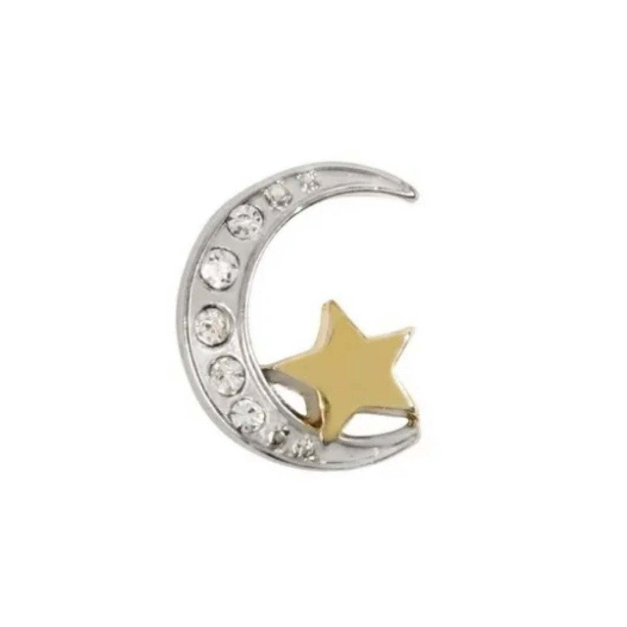 Memory Locket Charm - Moon and star (silver and gold)