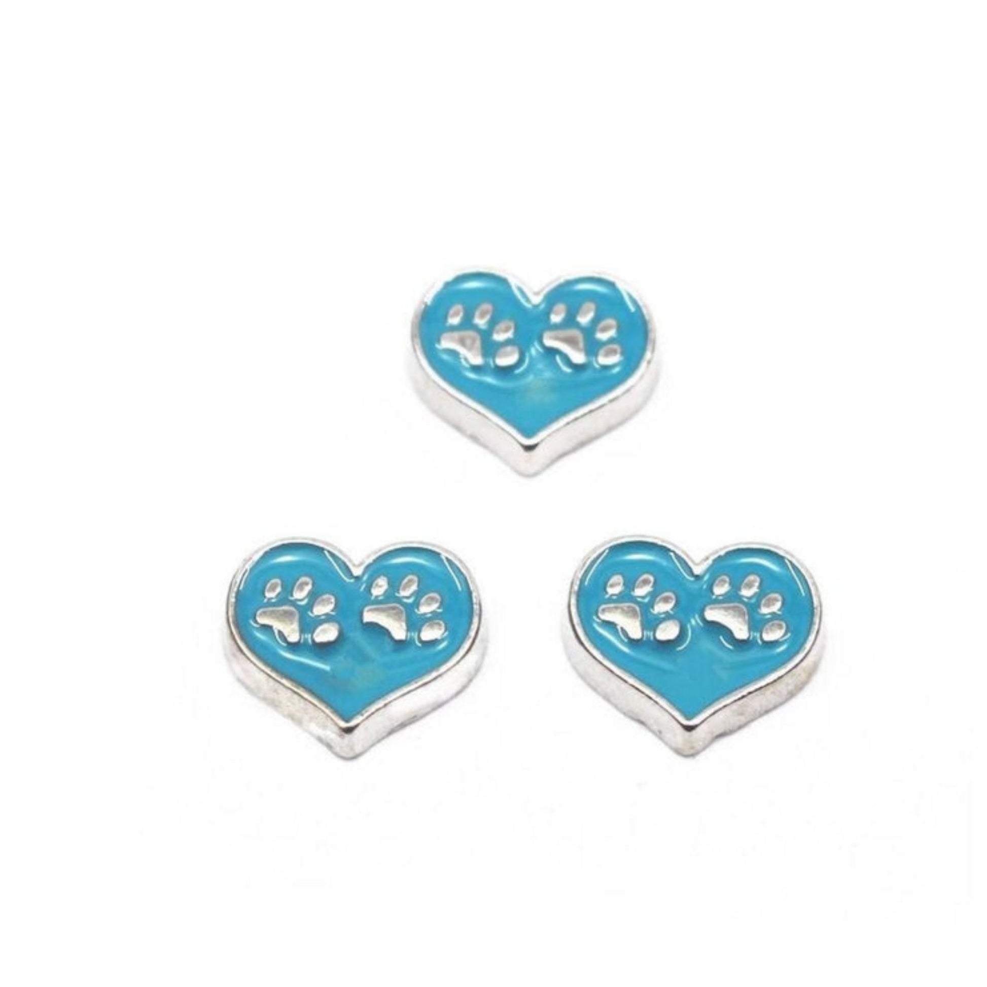 Memory Locket Charm - Paw prints heart (blue) - The Little Jewellery Company