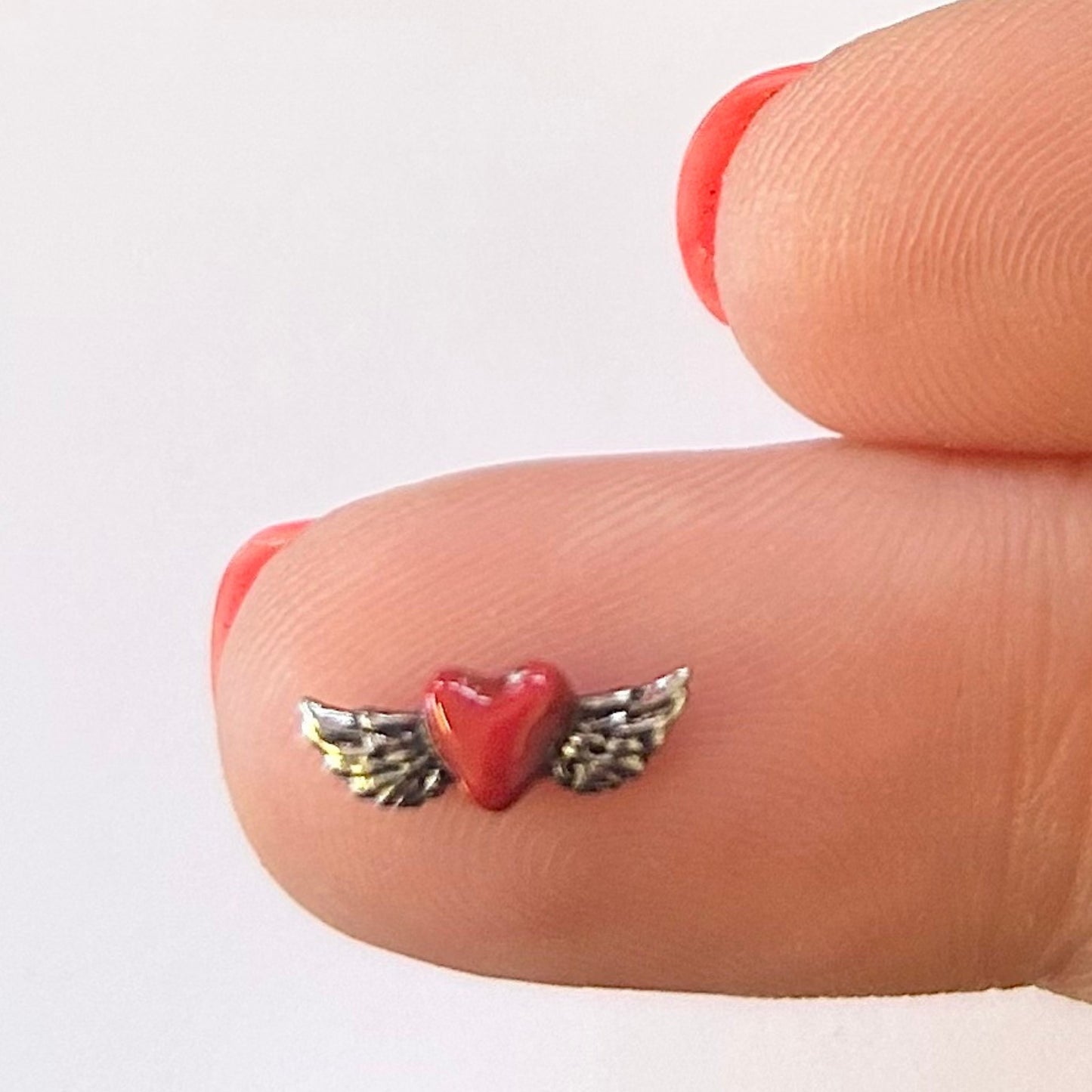 Memory Locket Charm - Red Winged Heart - The Little Jewellery Company