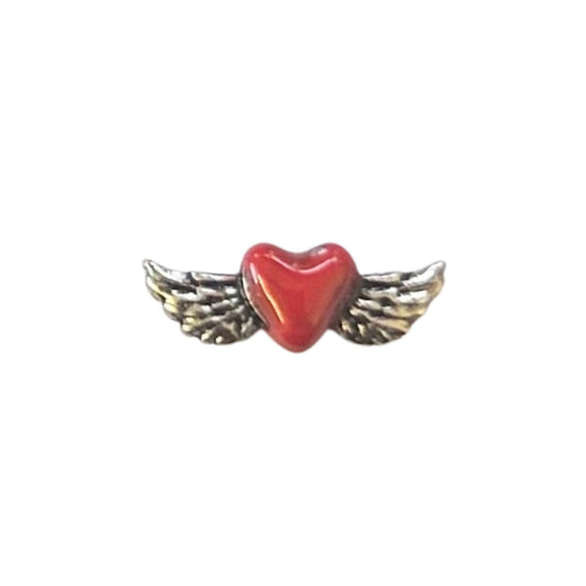 Memory Locket Charm - Red Winged Heart - The Little Jewellery Company