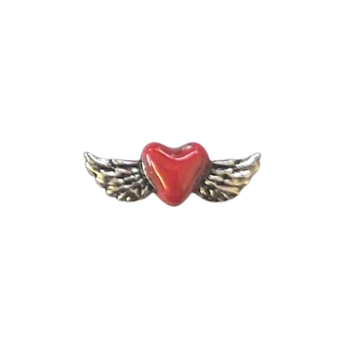 Memory Locket Charm - Red Winged Heart