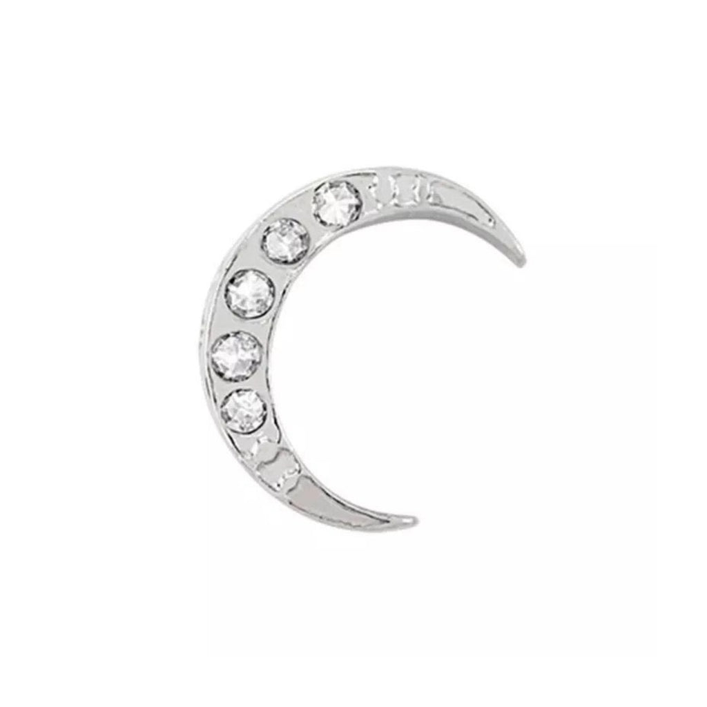 Memory Locket Charm - Silver Crystal Moon - The Little Jewellery Company