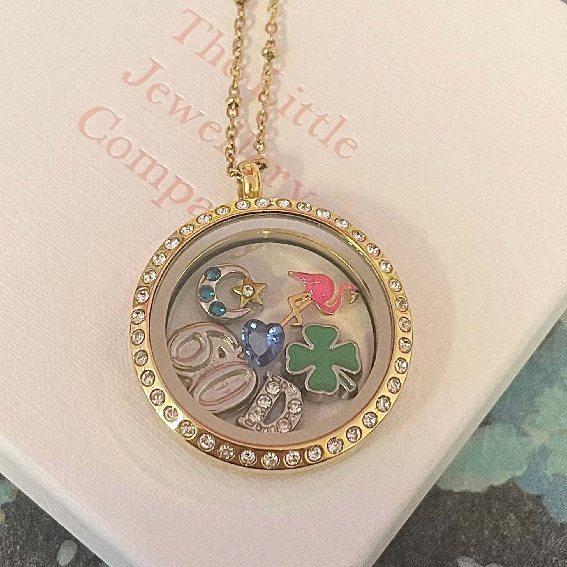 Memory Locket Gold Crystal - Large - The Little Jewellery Company