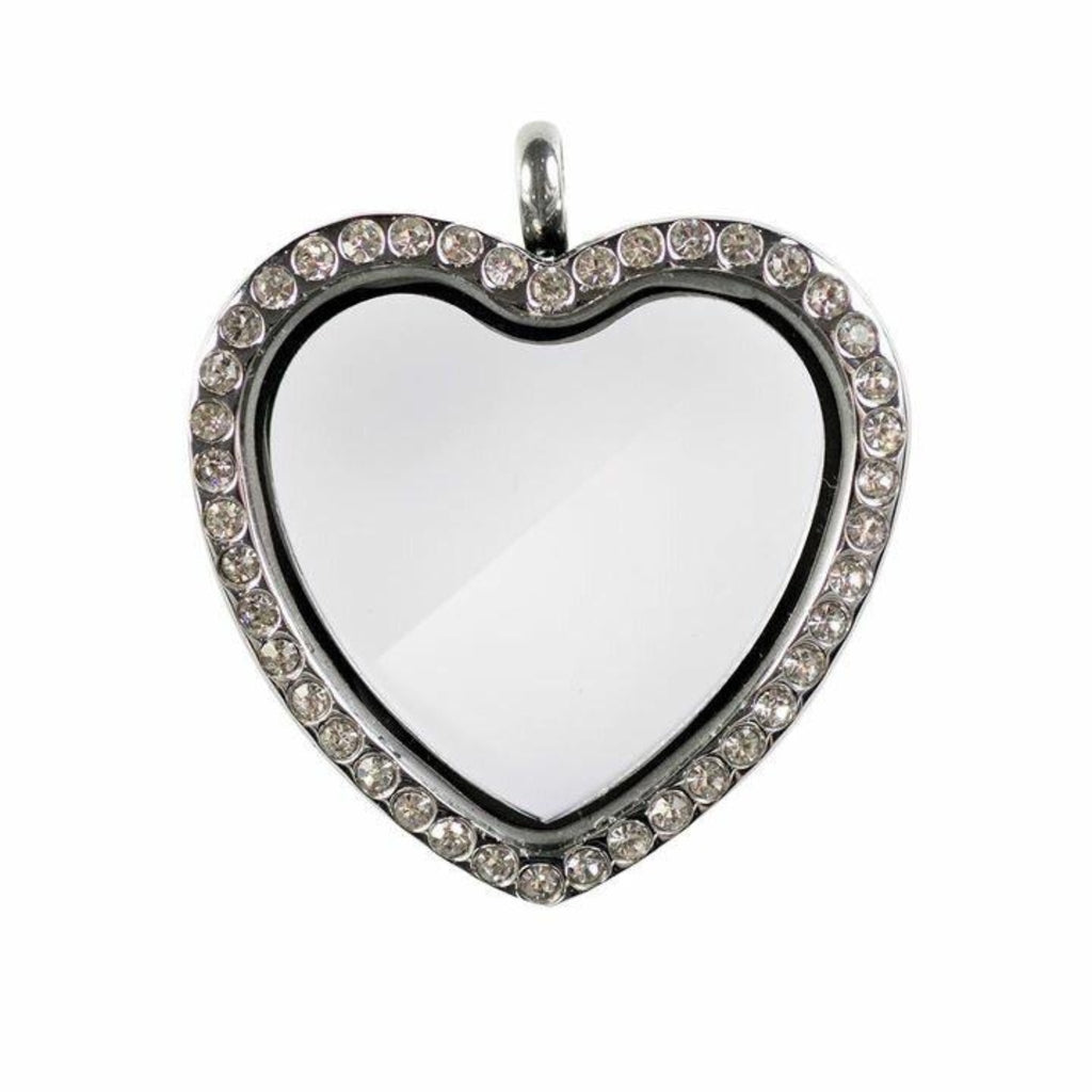 Memory Locket Heart Silver Crystal - The Little Jewellery Company